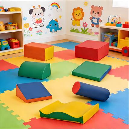 Front. Siljoy - 7-Piece Baby Soft Climbing Blocks, Colorful Foam Play Set, for Ages 1-3, Washable, Safe, Modular Design - Multicolor.