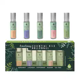 Pursonic - Aromatherapy Essential Oils Rollerballs (Bergamot, Lavender, Peppermint, Rosehip, Tea Tree) - Multicolor