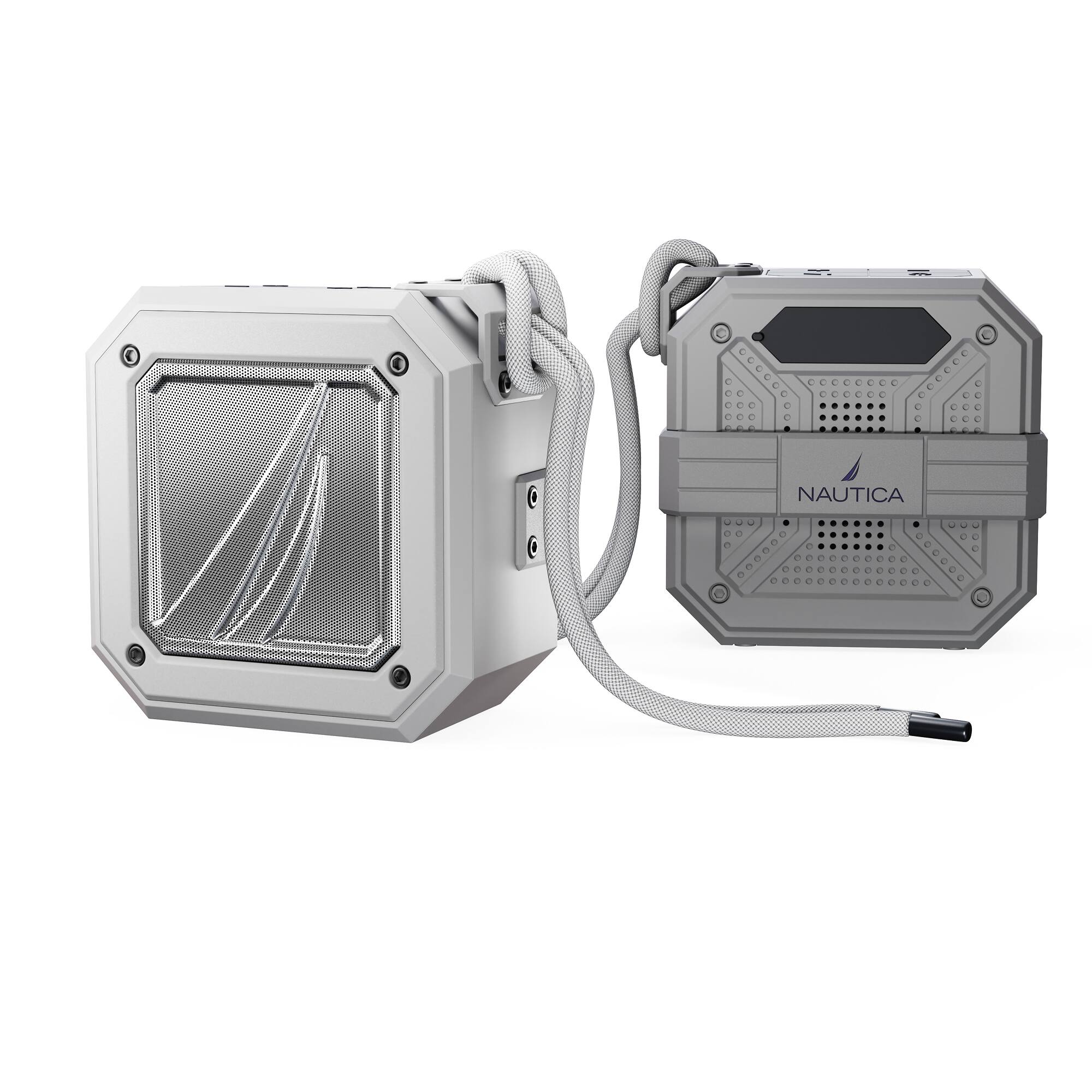 Angle. Nautica - Nautica S100 Bluetooth Portable Speaker, Waterproof Wireless Speaker, Loud Sound, Clear Audio, 15-Hour Playtime - Gray-White.