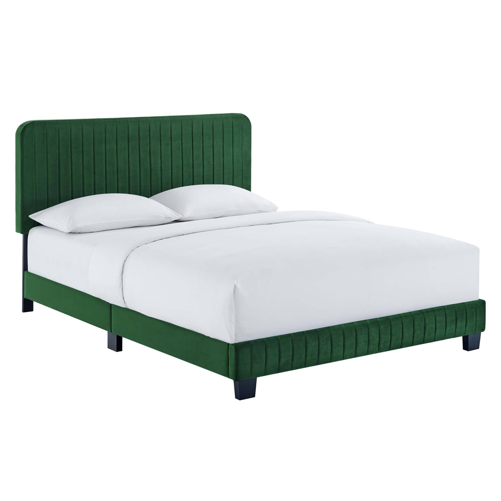 Angle. Modway - Juniper Channel Tufted Performance Velvet Full Platform Bed - Blue.