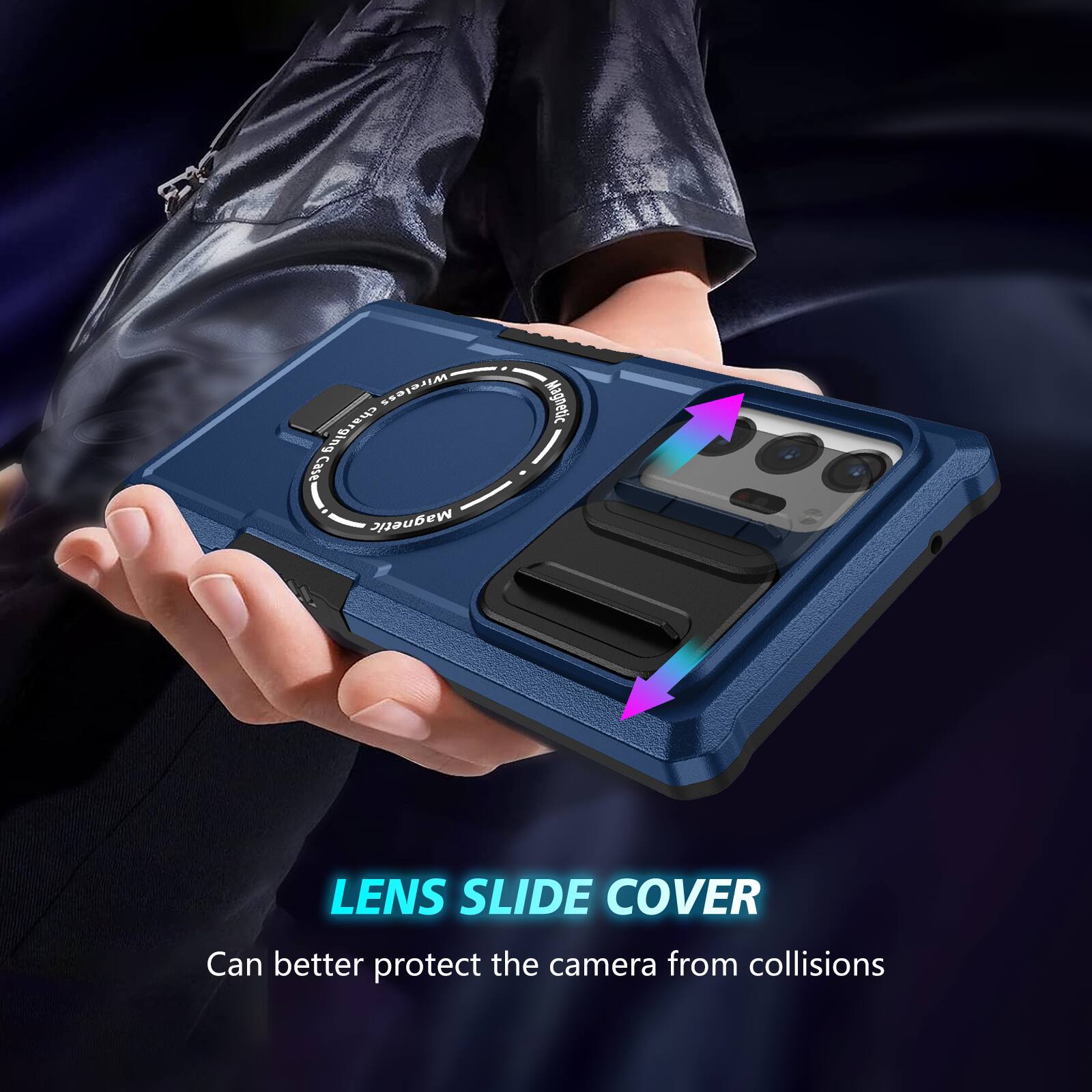 Wireless Charging Case Magnetic LENS SLIDE COVER Can better protect the camera from collisions