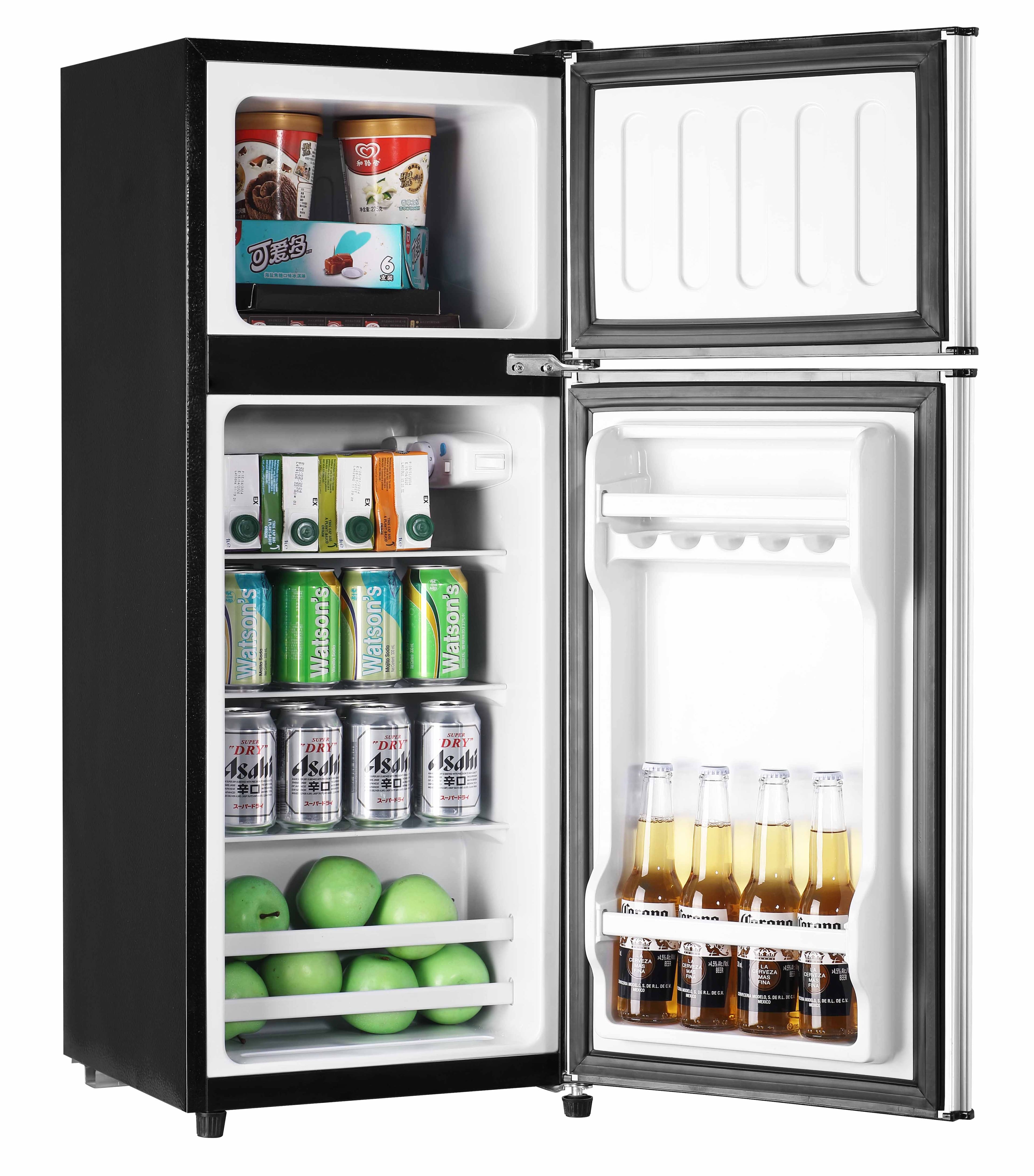Loheer - 3.2 Cu. Ft. 2-Door Compact Mini Fridge with Separate Freezer & LED Light - Silver