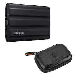 Samsung - T7 Shield 2TB USB 3.2 Gen 2 Type-C Portable External SSD, Black, with HD-2 Drive Case