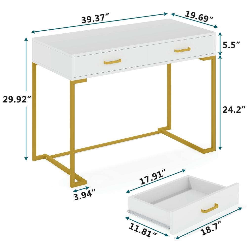 - Length: 39.37"
- Width: 19.69"
- Height: 29.92"
- Drawer Height: 5.5"
- Drawer Width: 18.7"
- Drawer Length: 17.91"
- Drawer Depth: 11.81"
- Leg Width: 3.94"
- Leg Height: 24.2"