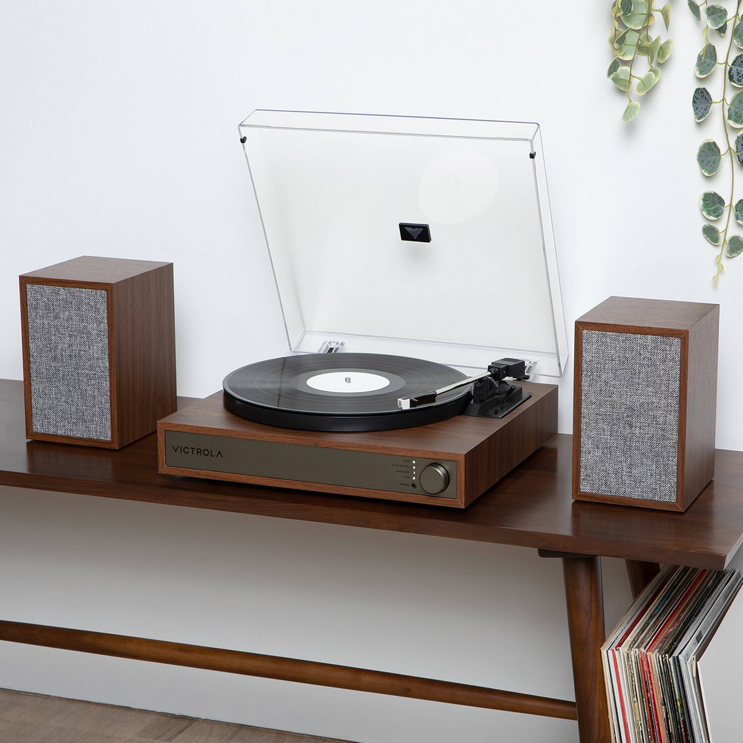 Alt View 13. Victrola - Victrola Harmony Bluetooth Turntable System with Speakers - Walnut.