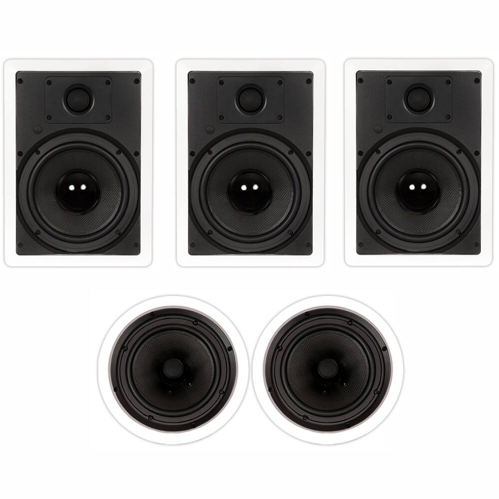 Front. Theater Solutions by Goldwood - TS-85 5 Channel 8" in-Wall/Ceiling Home Theater Speaker System - Paintable White.