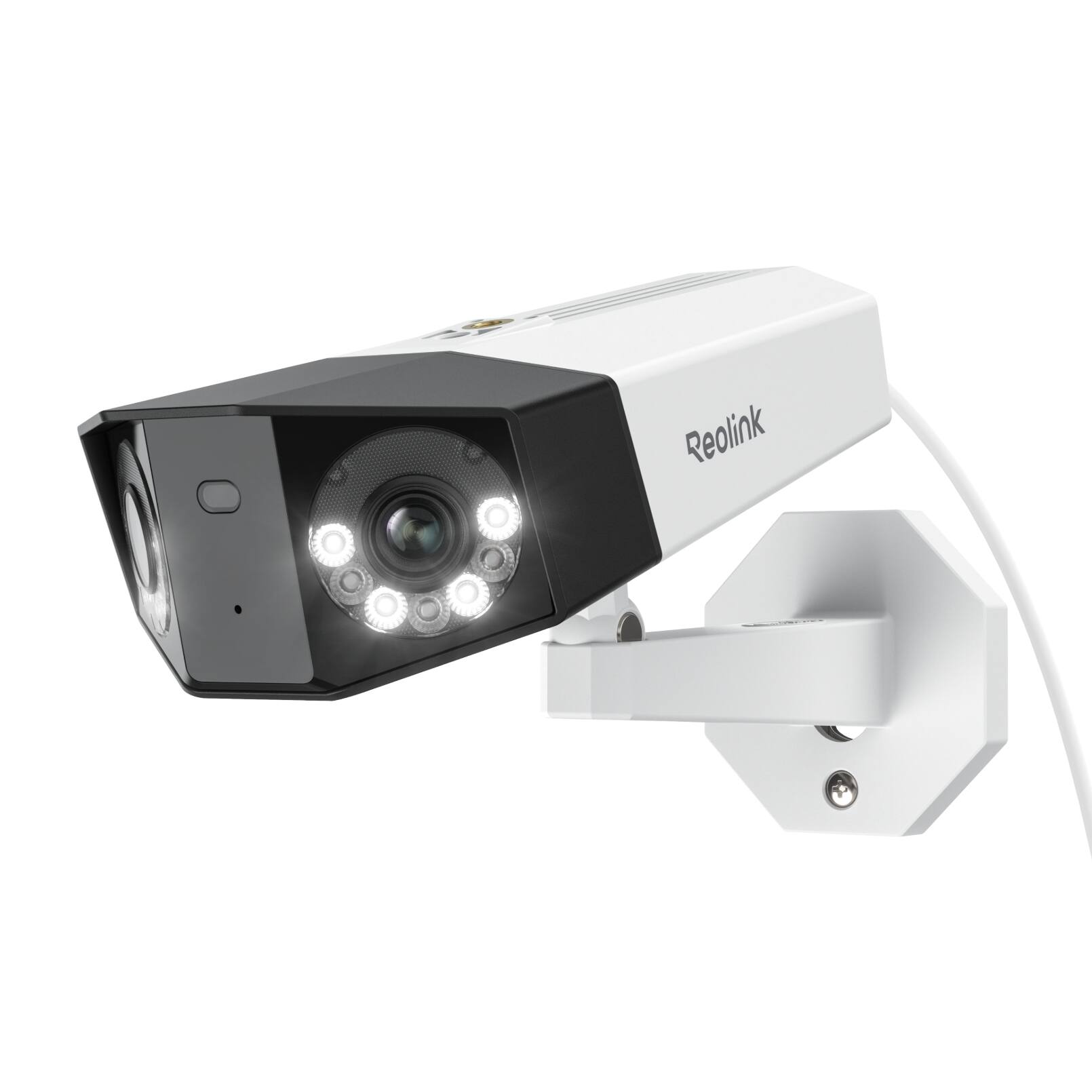 Left. Reolink - Reolink 4K Duo 2 PoE Dual-Lens 180° Security Camera, IP67 Color Night Vision Person/Car/Pet Detection, 2-Way Audio - white.