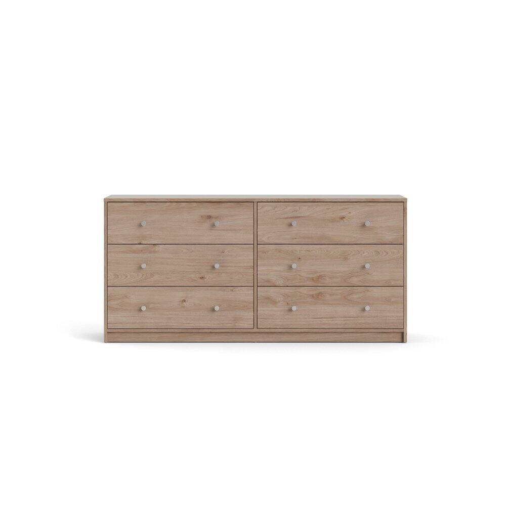 Angle. FurniFact - Elegant 6-Drawer Double Dresser in Jackson Hickory for Modern Bedrooms - Jackson Hickory.