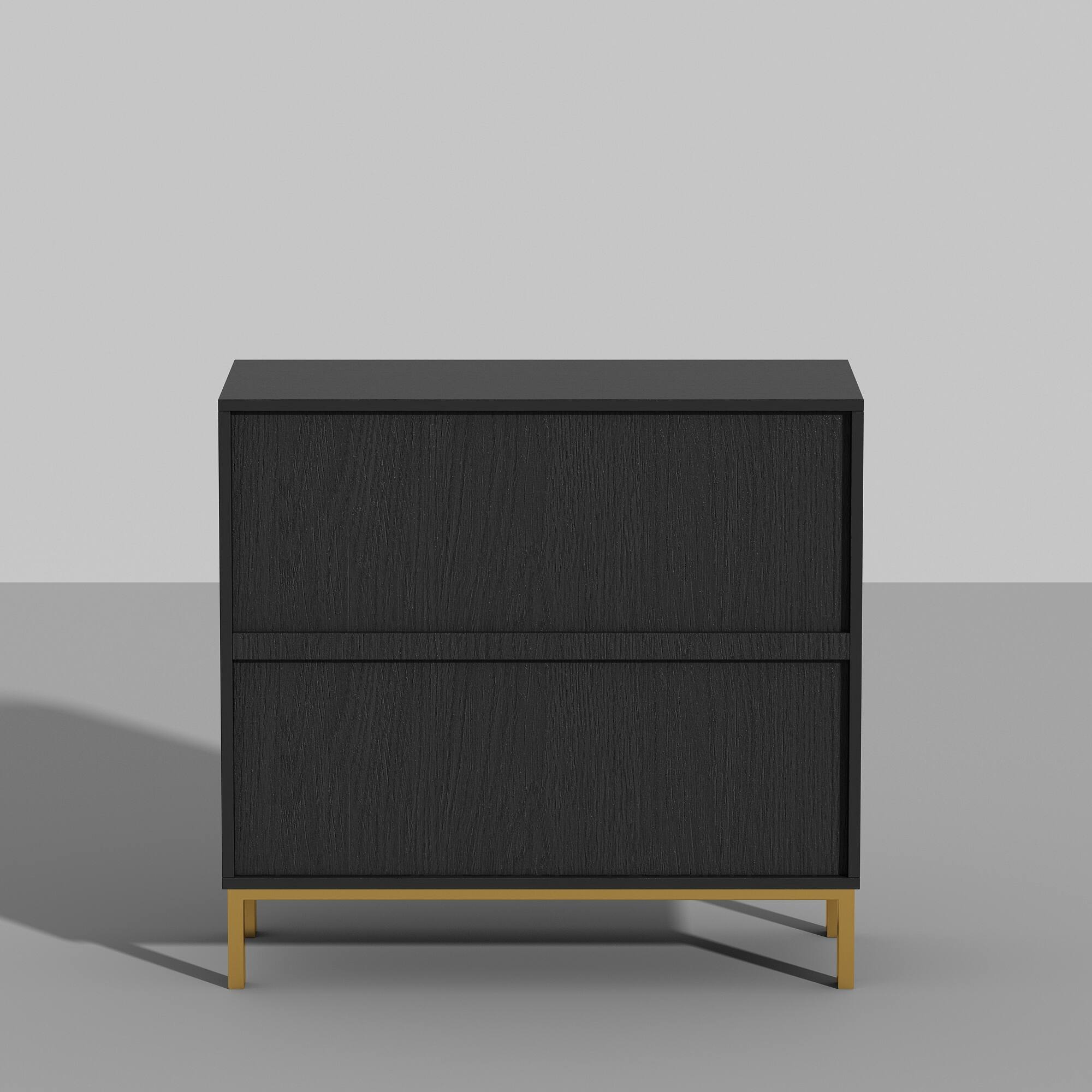 Back. FUFU & GAGA - FUFU&GAGA 3 - Drawer Dresser with Gold Accents: Modern Storage for Stylish Spaces - Black.
