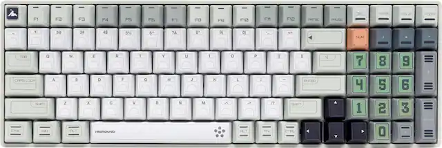 - F1 F2 F3 F4 F5 F6 F7 F8 F9 F10 F11 F12 PRTSC PAUSE DEL HOME PGUP PGDN
- 1! 2@ 3# 4$ 5% 6^ 7& 8* 9( 0 + NUM
- Q W E R T Y U I O P
- TRO CAPS LOCK A S D F G H J K L ; '
- SHIFT Z X C V B N M , . / ?
- CTRL WIN ALT HIGROUND
- ALT FN CTRL
- 7 8 9
- 4 5 6
- 1 2 3
- 0
- ENTER
