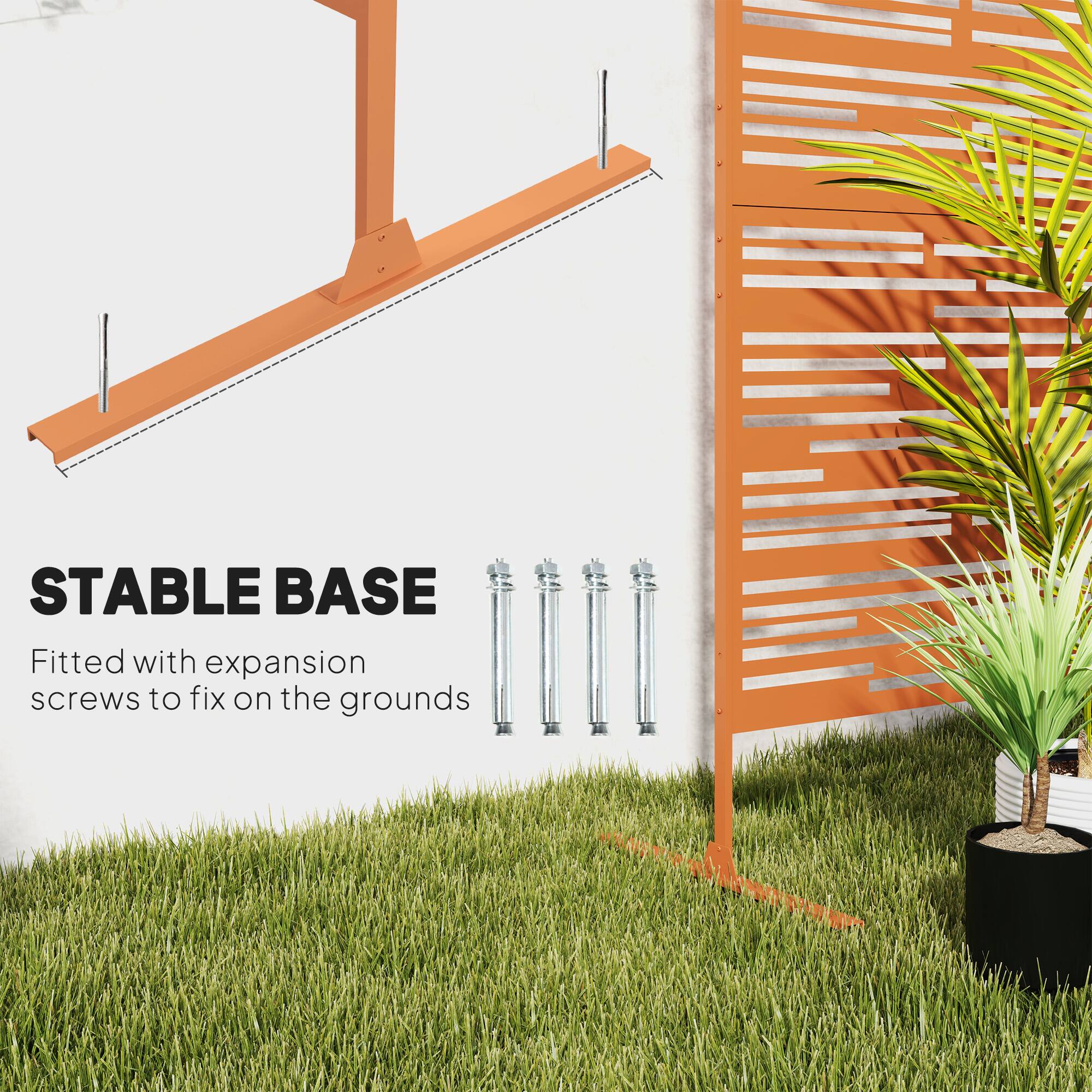 STABLE BASE  
Fitted with expansion screws to fix on the grounds