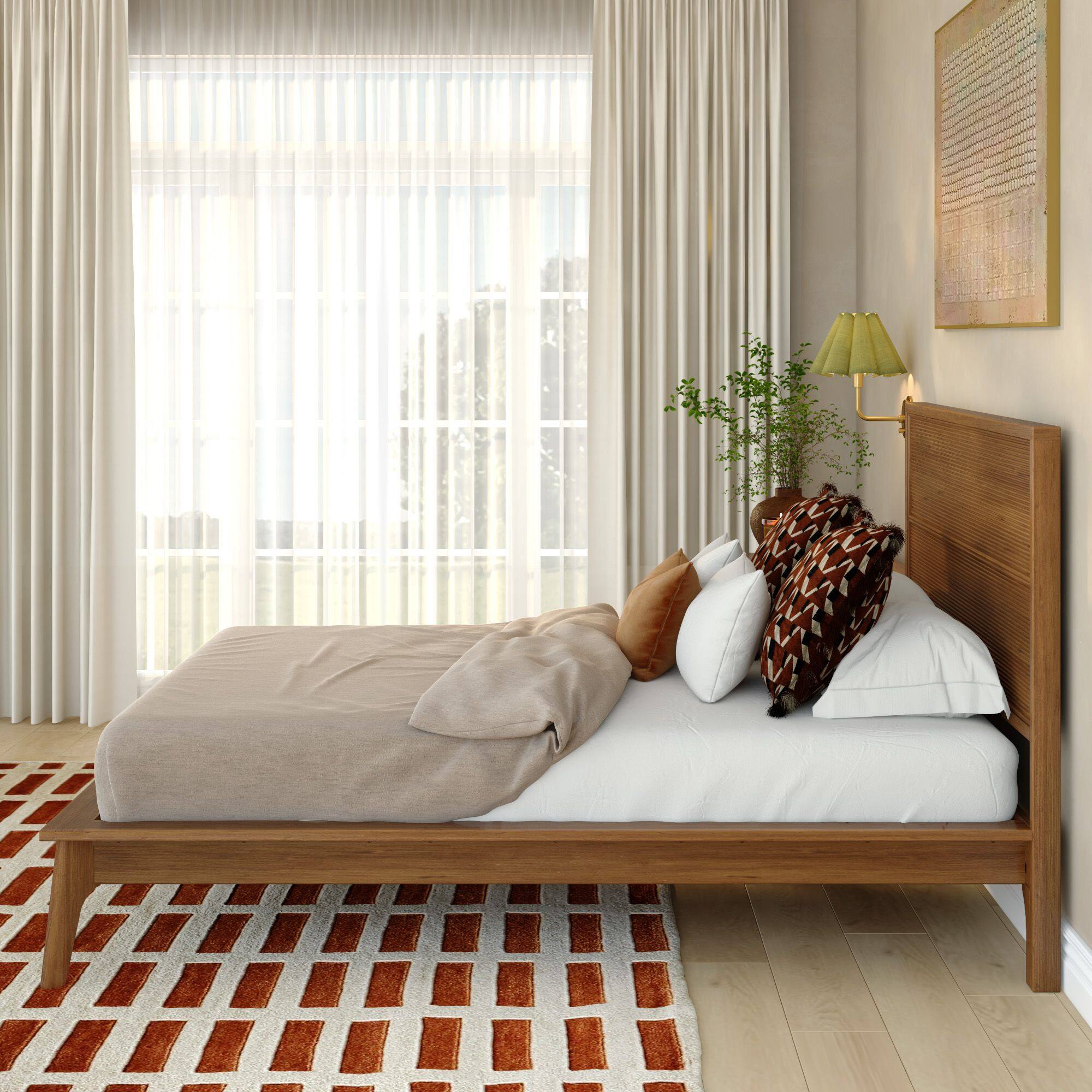 Alt View 8. Plank+Beam - Linea Tambour Full Bed, Pecan - Pecan.