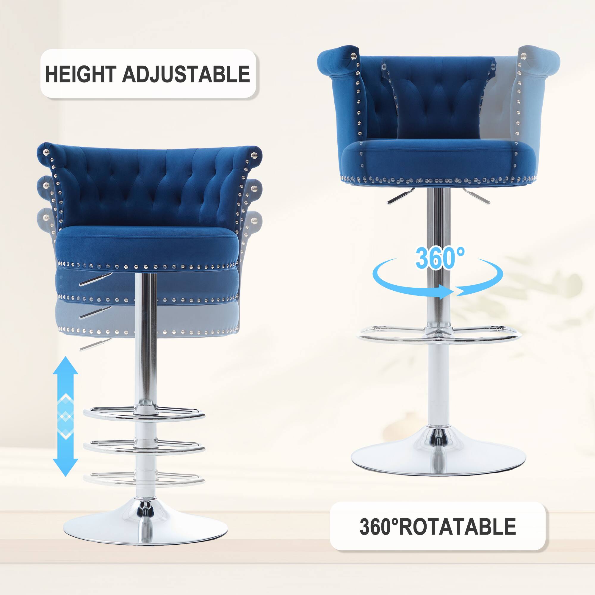 HEIGHT ADJUSTABLE

360° ROTATABLE