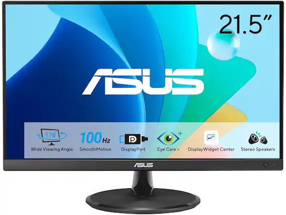 21.5" ASUS 178° 100Hz Wide Viewing Angle SmoothMotion DisplayPort + Eye Care + DisplayWidget Center Stereo Speakers