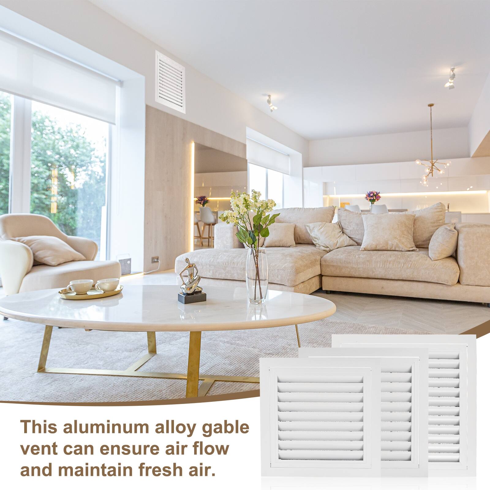 This aluminum alloy gable vent can ensure air flow and maintain fresh air.