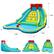The text on the image reads "7.5ft - 12ft 14ft w". This suggests that the inflatable slide is designed for use in an area with a minimum height of 7.5 feet and a maximum height of 14 feet. The slide is intended for children and can be used in a variety of settings, such as backyards, parks, or other outdoor spaces.