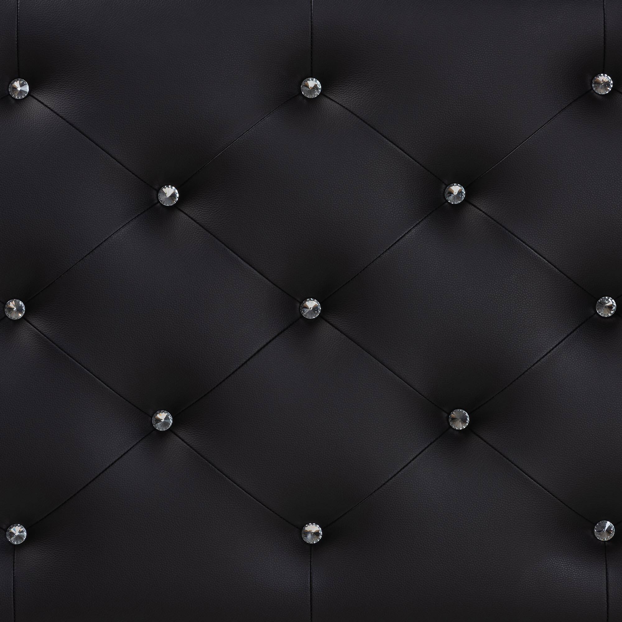 Left. Baxton Studio - Viviana Modern and Contemporary Faux Leather Upholstered Button-tufted Full Size Headboard - Black.