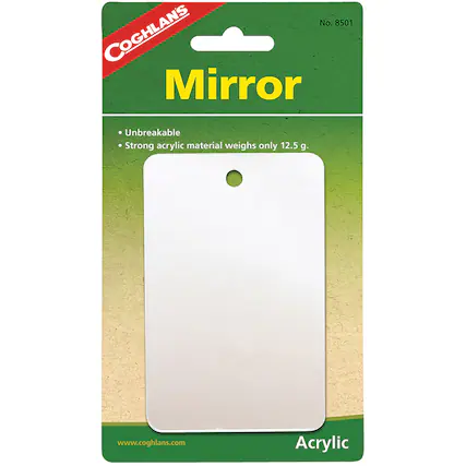 No. 8501
COGHLANS Mirror
Unbreakable
Strong acrylic material weighs only 12.5 g.
www.coghlan.com
Acrylic