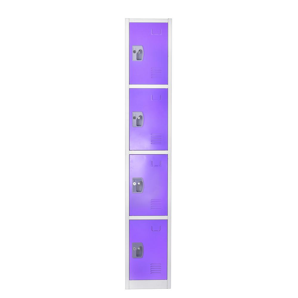 Angle. AdirOffice - Storage Locker 629-Series 72" H 4-Tier Steel Key Lock 4-Shelf Locker with Key Lock - Purple.