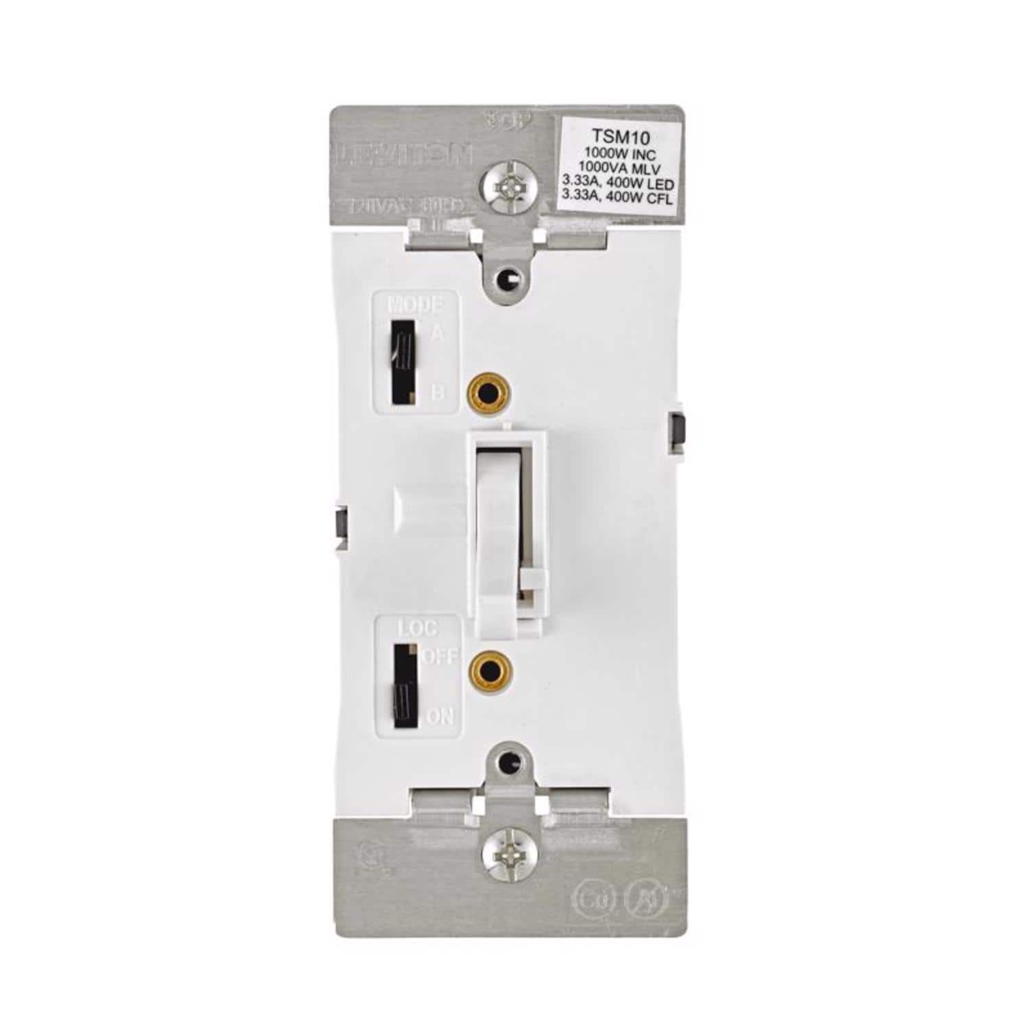 Leviton - 1000 W Toggle Dimmer Slide Switch 1 pk - White