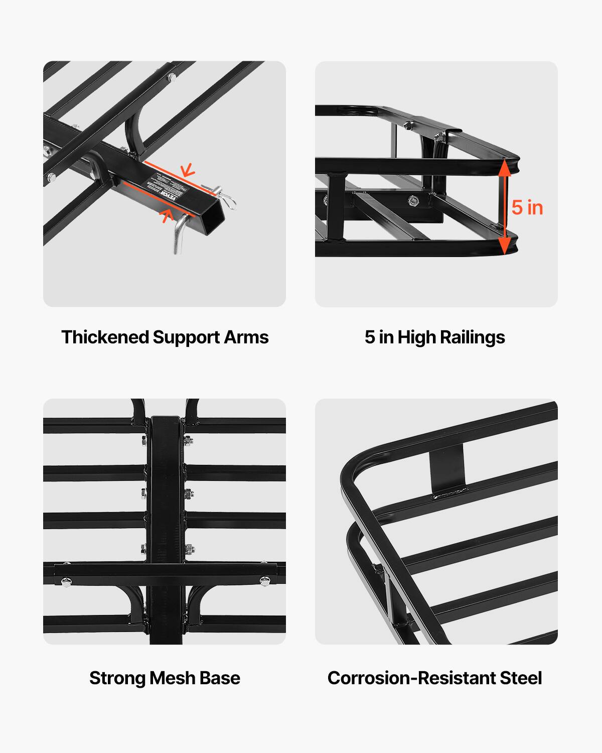JOAKS 5 in Thickened Support Arms, 5 in High Railings, Strong Mesh Base, Corrosion-Resistant Steel