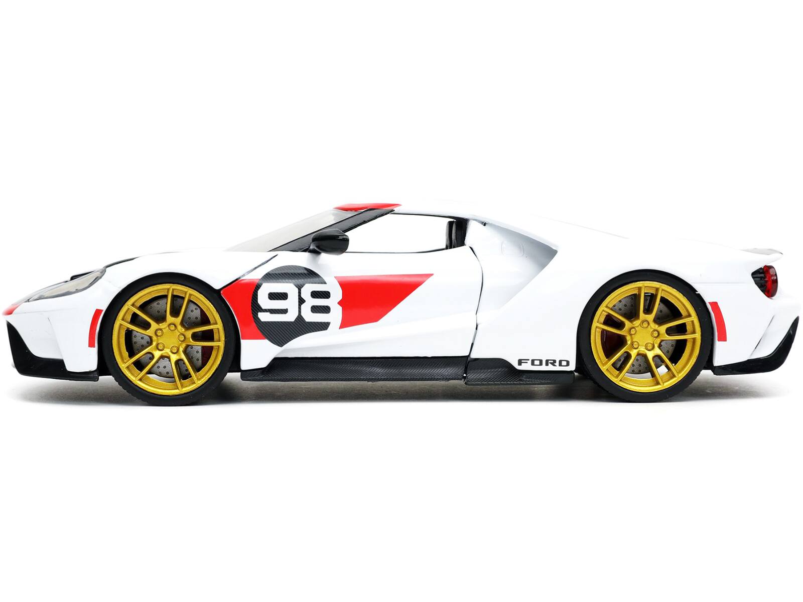 Alt View 4. Jada - 2021 Ford Gt #98 White "Heritage Edition" "Bigtime Muscle" Series 1/24 Diecast Model Car by Jada.