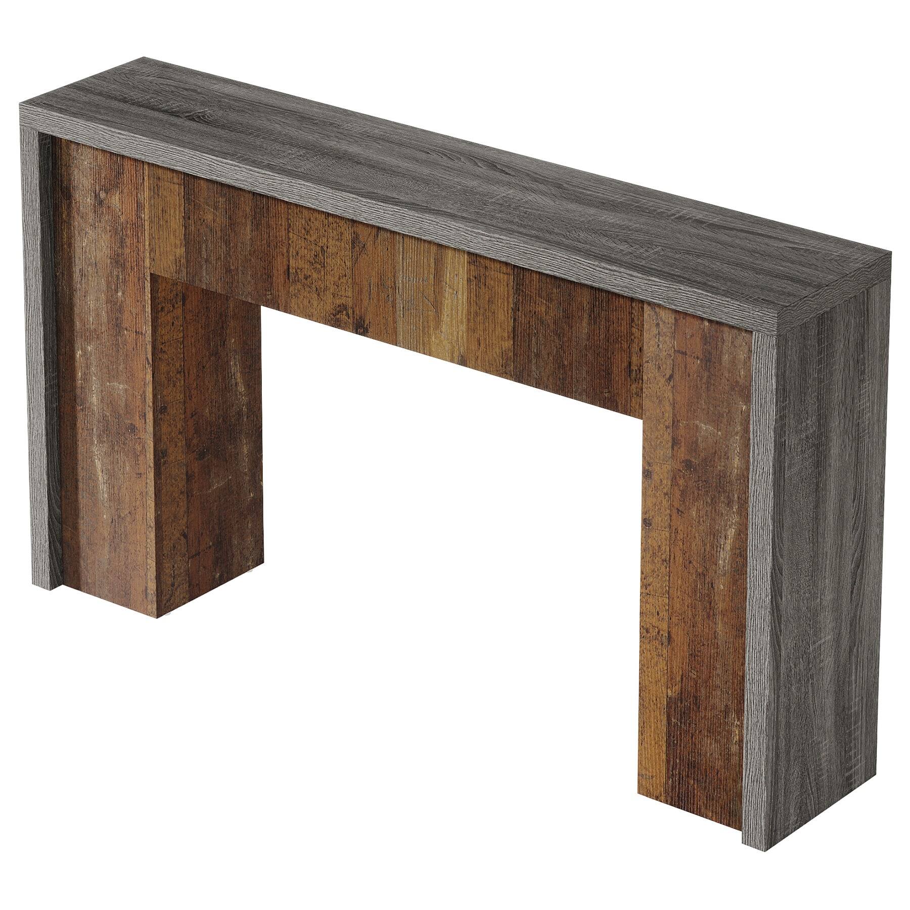 Back. Kadyn - Kadyn Wood Console Table, Stylish Entryway Table, Modern Sofa Table, Versatile Display Table, Brown & Gray, Brown - Brown.