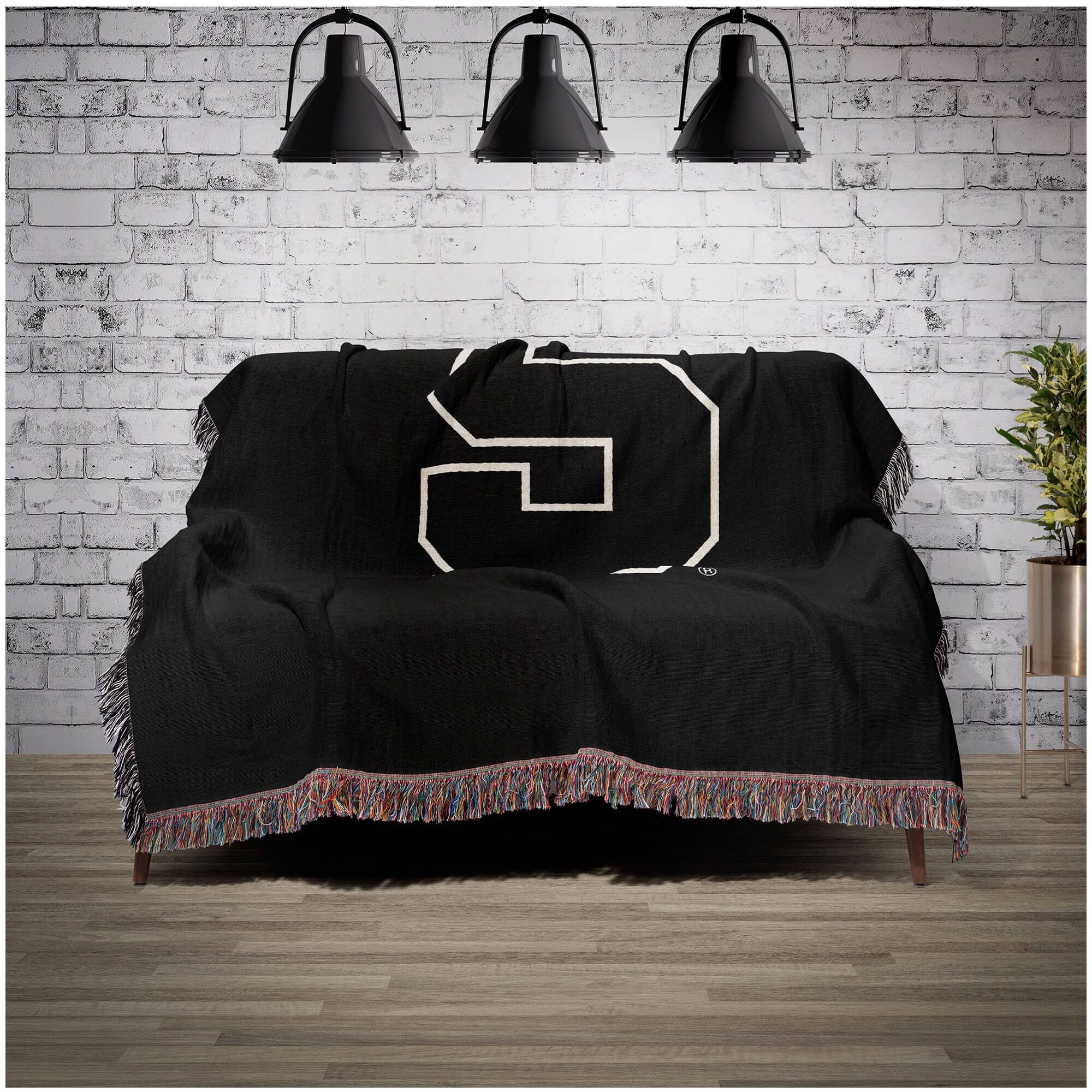 Alt View 1. Chad & Jake - Syracuse Orange Woven Blanket - Black.