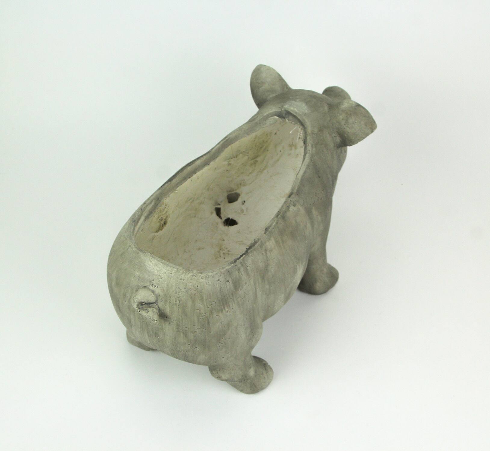 Alt View 6. Zeckos - 17 Inch Long Weathered Gray Finish Smiling Pig Planter - Grey.