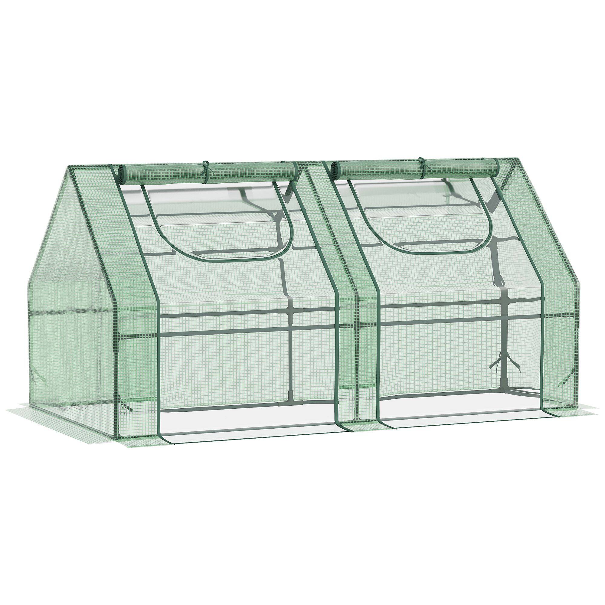 Outsunny - 6' x 3' x 3' Portable Greenhouse, Garden Green House with 2 PE/Plastic Covers, Steel Frame and 2 Roll Up Windows price history on PriceWatchPro