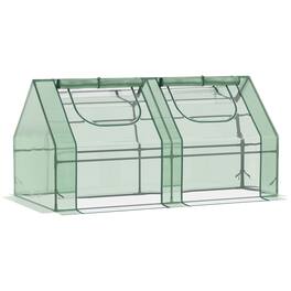 Outsunny - 6' x 3' x 3' Portable Greenhouse, Garden Green House with 2 PE/Plastic Covers, Steel Frame and 2 Roll Up Windows