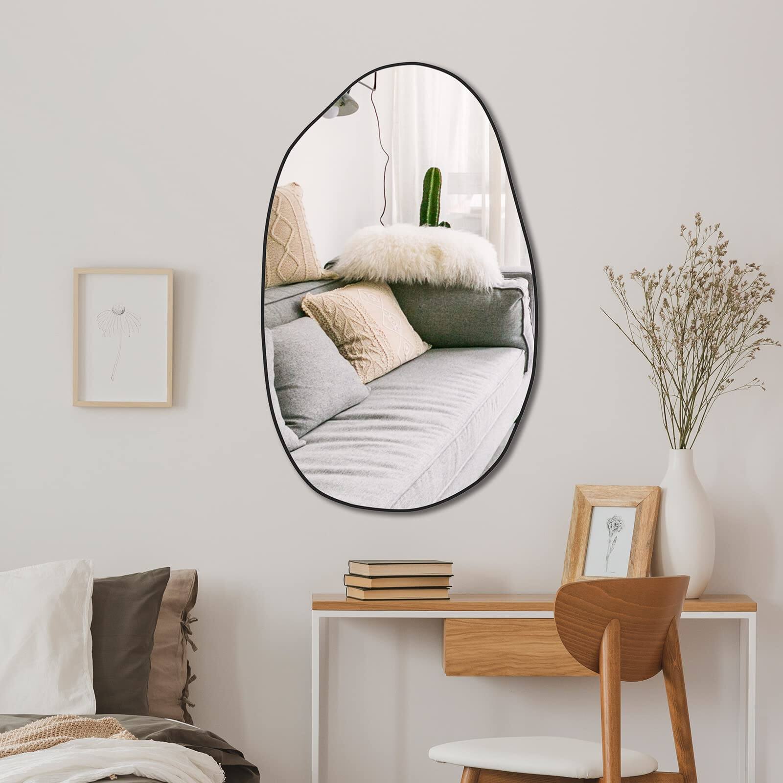 Alt View 1. TECH SAFARI - Irregular Asymmetrical Mirror Wall Mounted Vanity Shaped Dressing Decorative For Living Room Bathroom Bedro - Default.
