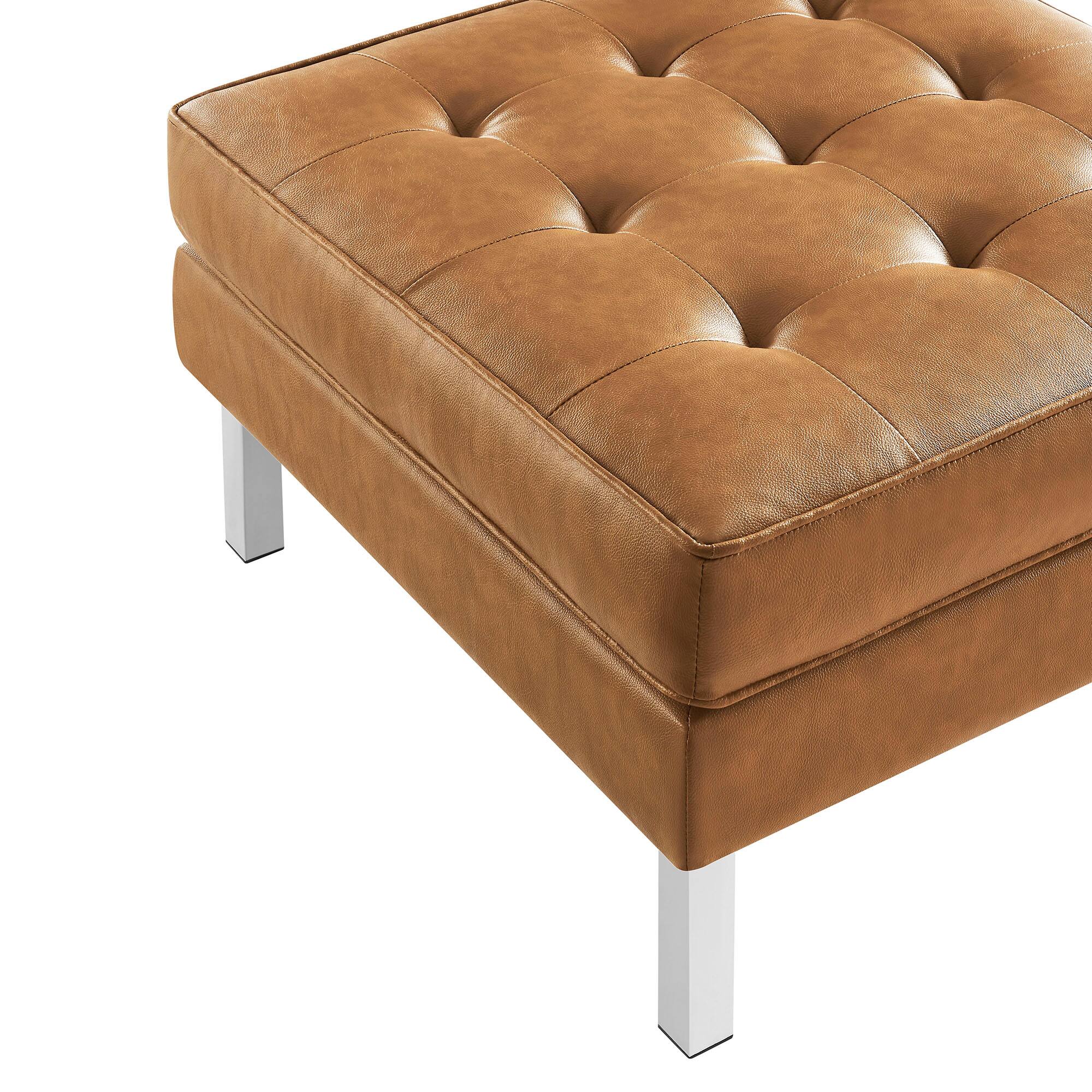 Alt View 3. Modway - Loft Tufted Vegan Leather Ottoman by Modway - EEI-3394-SLV-TAN.