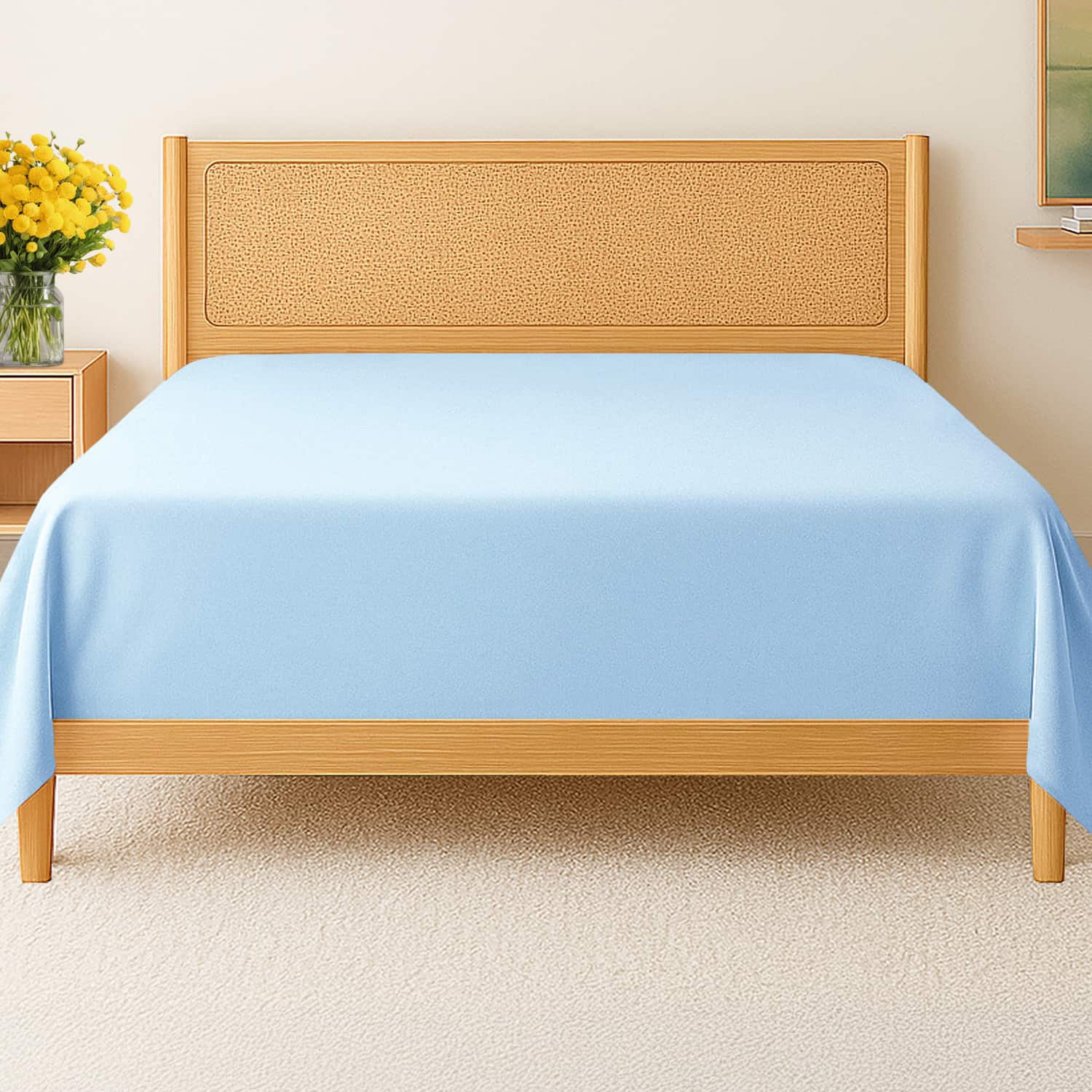 CGK Linens - Premium Flat Sheet Ultra Soft & Breathable - Cozy & Wrinkle Resistant Top Sheet - Twin - Light Blue