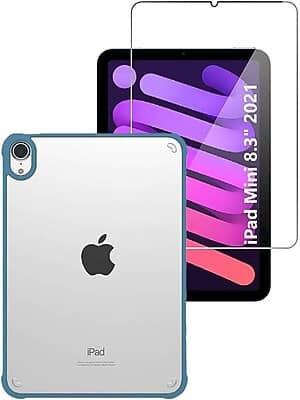 SaharaCase - iPad mini A17 Pro & 6th Generation 2021 Protection Bundle, Hybrid-Flex Case with Tempered Glass - Blue