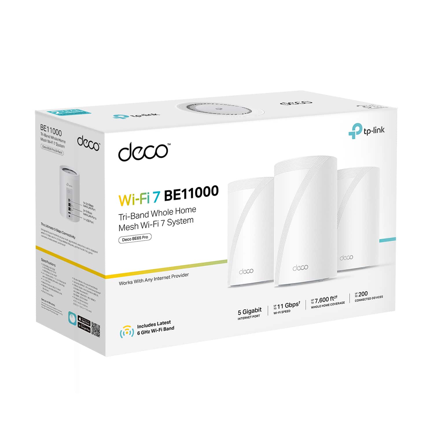 TP Link Deco BE65 Pro BE11000 Tri Band Wi Fi 7 Whole Home Mesh