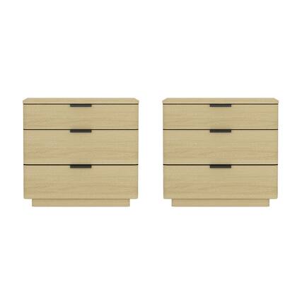 Front. Manhattan Comfort - Payton Modern 26" Nightstand - Set of 2 - Natural Oak.