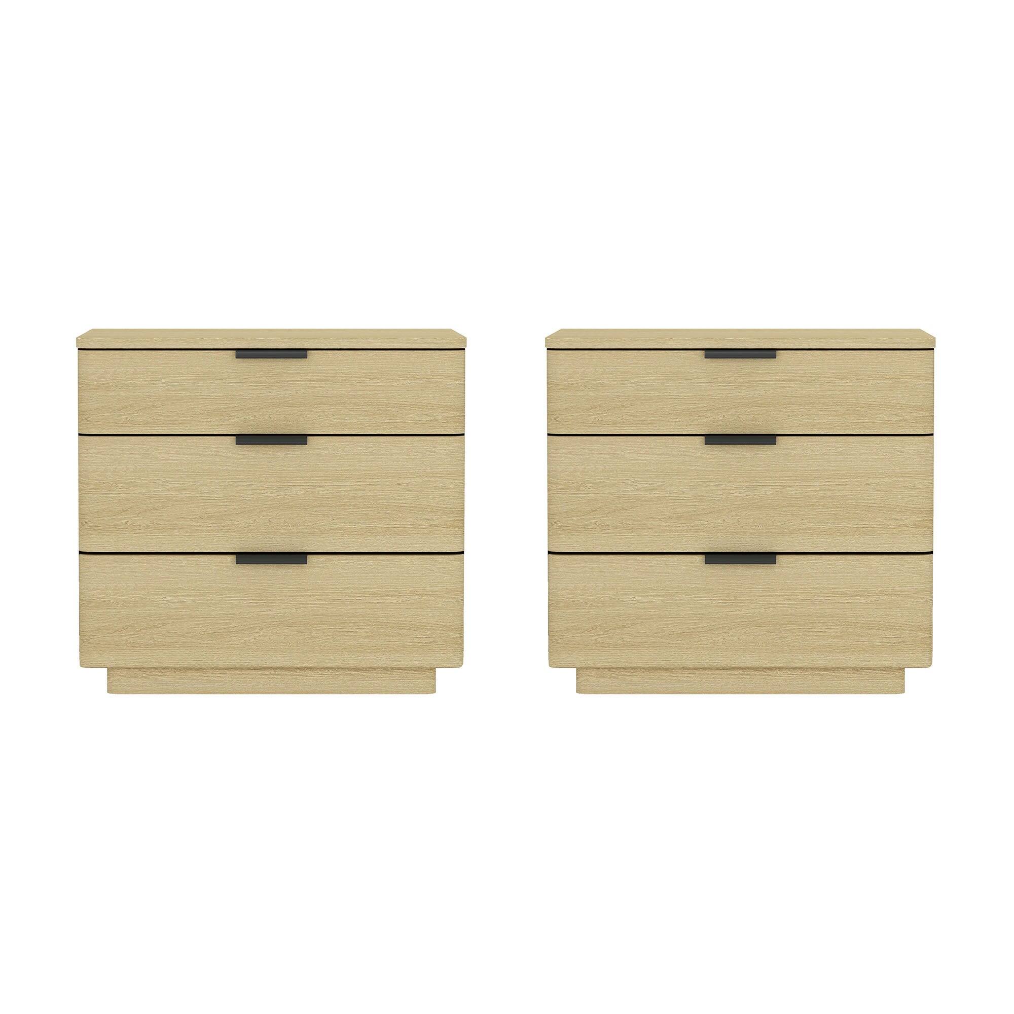 Front. Manhattan Comfort - Payton Modern 26" Nightstand - Set of 2 - Natural Oak.