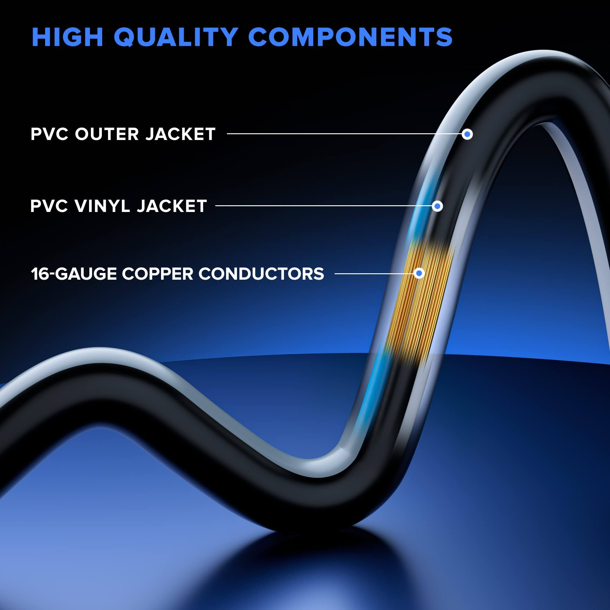 HIGH QUALITY COMPONENTS

- PVC OUTER JACKET
- PVC VINYL JACKET
- 16-GAUGE COPPER CONDUCTORS