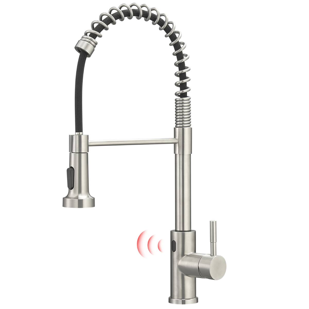 Left. Ropilly - Ropilly Touchless Kitchen Faucet with Pull Out Sprayer, Brushed Nickel Motion Sensor Kitchen Faucet - Brushed Nickel.