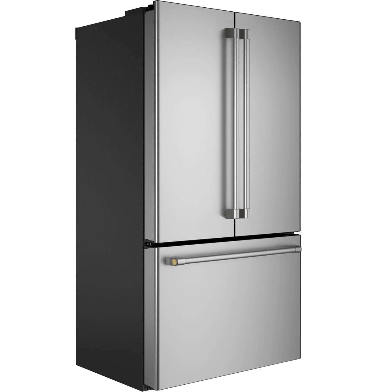 Angle. Monogram - 23.1 Cu. Ft. French Door Counter-Depth Smart Refrigerator with Showcase LED Lighting - Stainless Steel.