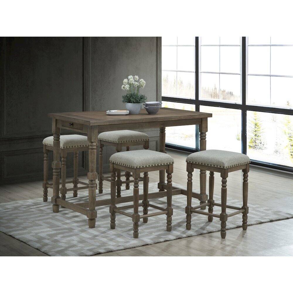 Alt View 4. Carolina Chair & Table - Brittany Bar Table with 4 Counter Stools - Vintage Walnut - Vintage Walnut.