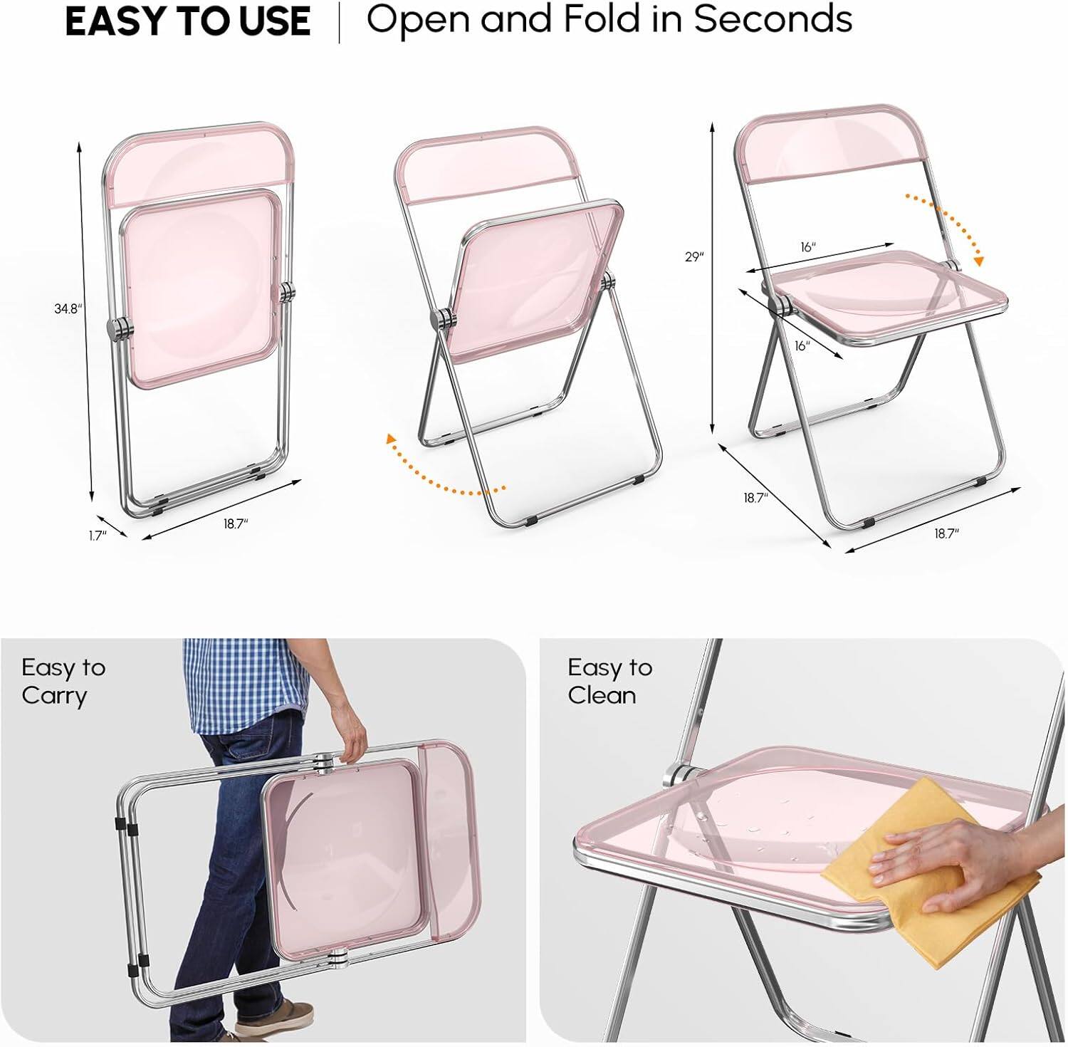 EASY TO USE  
Open and Fold in Seconds

29"  
16"  
34.8"  
16"  
18.7"  
1.7"  
18.7"  
18.7"

Easy to Carry  
Easy to Clean
