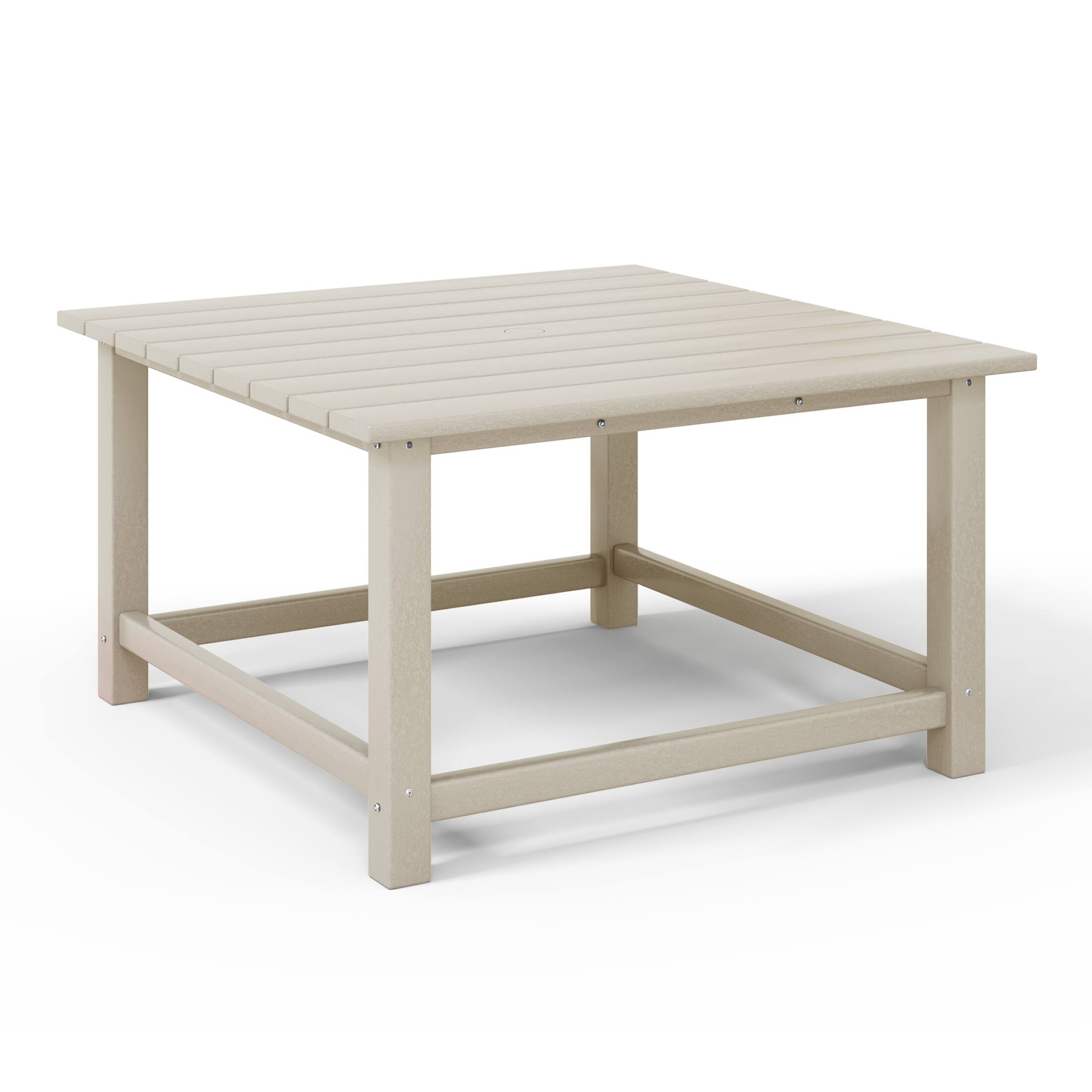 Left. WestinTrends - WestinTrends Malibu Low Outdoor HDPE Square Patio Coffee Table - Sand.