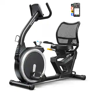 MERACH - Recumbent Exercise Bike for Home Seniors Adults with Smart Bluetooth, Exclusive App, LCD, Heart Rate Handle - Black