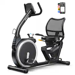 MERACH - Recumbent Exercise Bike for Home Seniors Adults with Smart Bluetooth, Exclusive App, LCD, Heart Rate Handle - Black