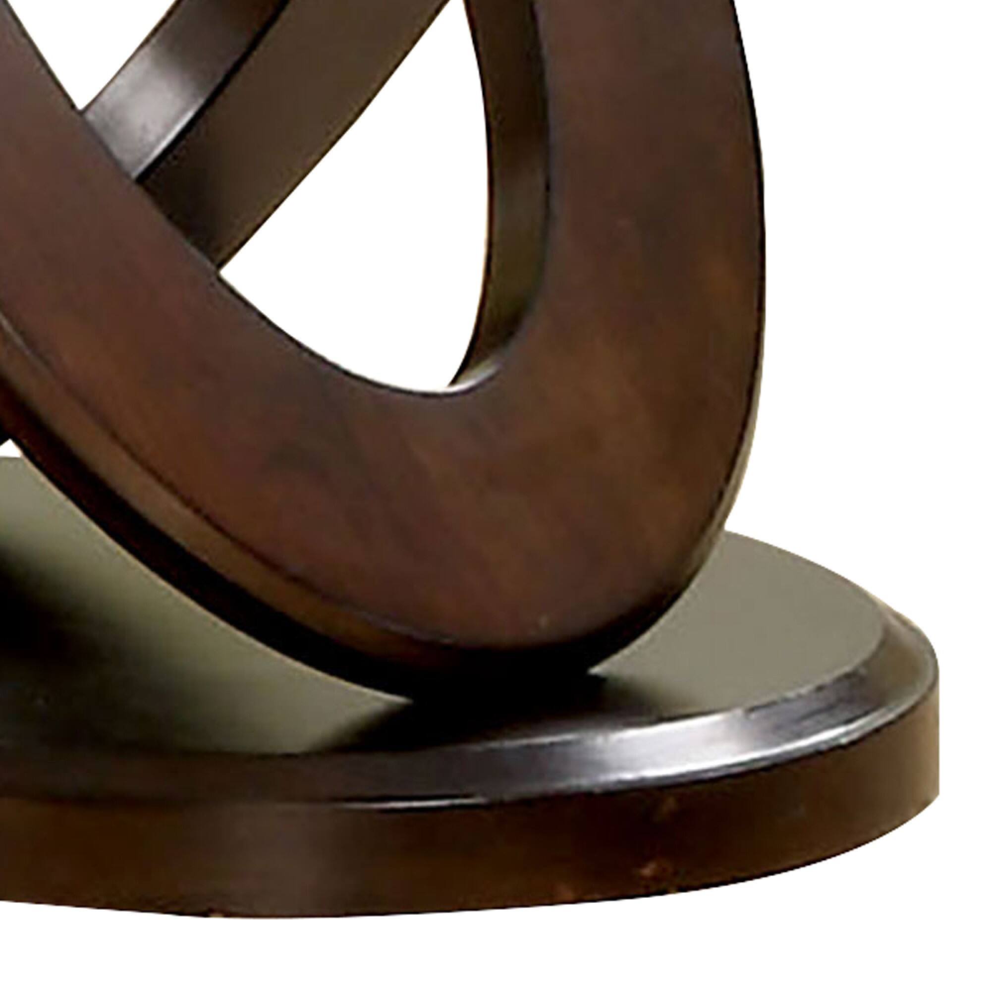 Alt View 2. Manhattan Lane - Cross Oval Base End Table with Round Glass Top - Brown and Clear.