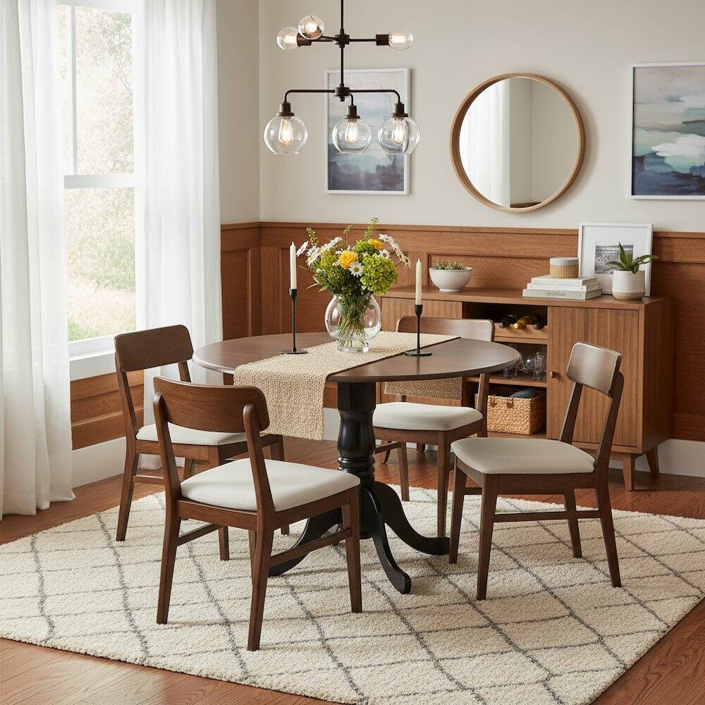 Back. FurniFact - Round Table - Brown.