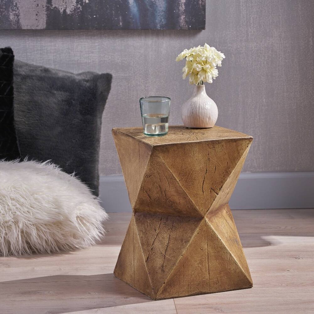 Back. Loheer - Loheer Outdoor Side Table Concrete Accent Table Modern End Table - Wood-like.