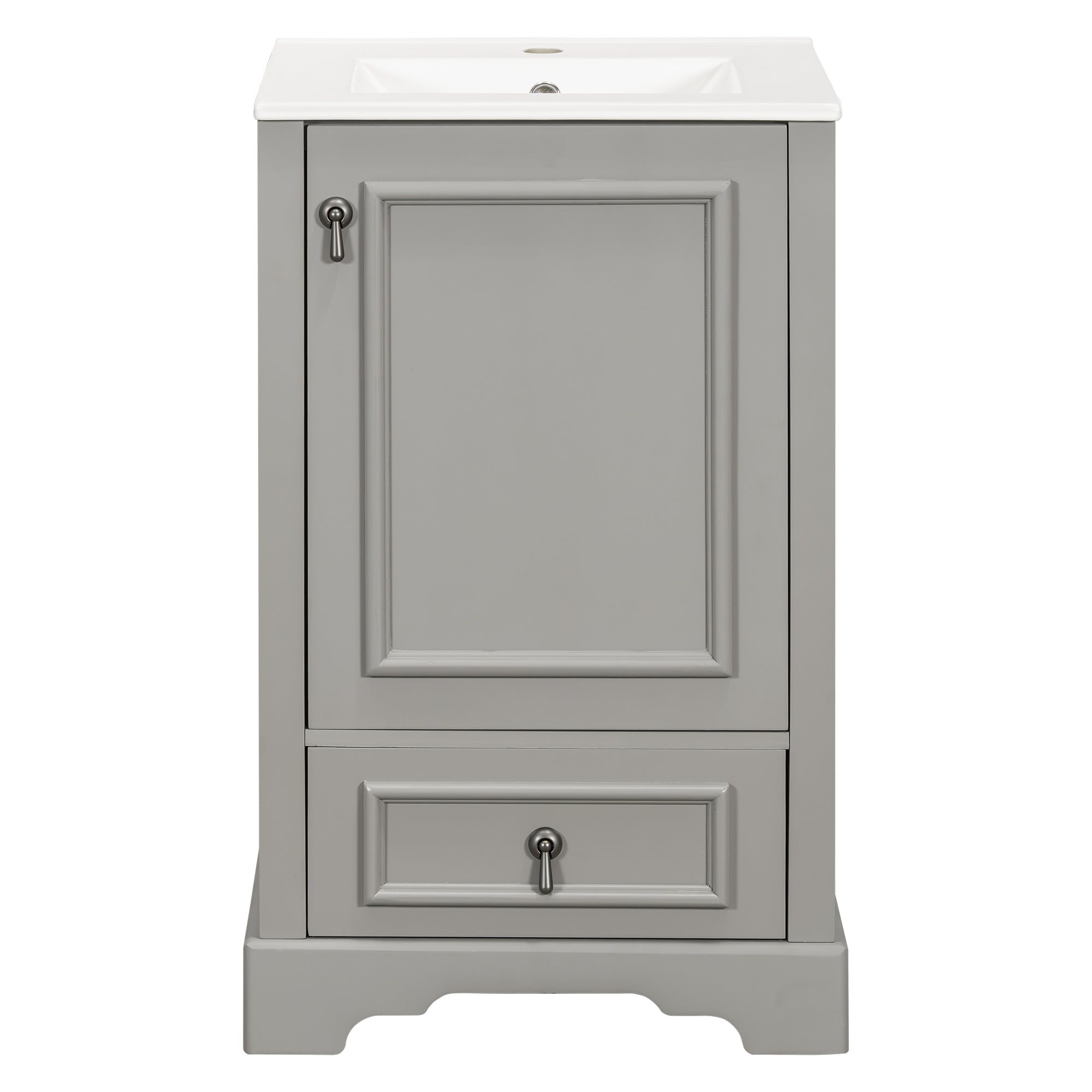 Alt View 10. Boyel Living - 20 Inch Gray Bathroom Vanity with Ceramic Sink, Adjustable Shelf, Compartment Drawer, Door Storage Rack - Gray.
